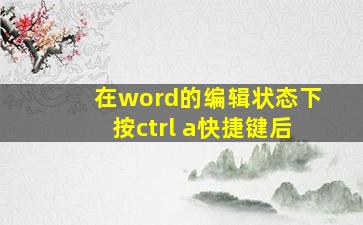 在word的编辑状态下按ctrl a快捷键后